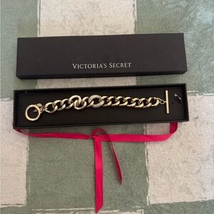 New Victorias Secret Rhinestone Accented Chunky Chain Bracelet